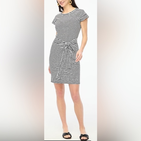 J. Crew Dresses & Skirts - J.Crew Striped Tie-Waist T-Shirt Dress | Size M (8)